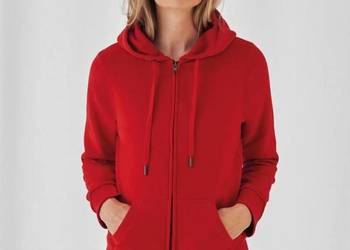 Damska bluza z kapturem zapinana na zamek QUEEN czerwona B&C Damska bluza z kapturem zapinana na zamek QUEEN czerwona B&C