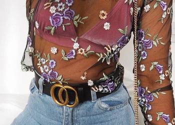 Nowa bluzka crop top siateczkowy S 36 siateczka haftowane kw