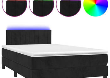 Łóżko kontynentalne z materacem i LED czarne 120x190 cm WM-3270167