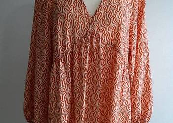Sukienka H&M Trapezowa Rudy Kolor Geometryczny Nadruk Wiskoza  M/L