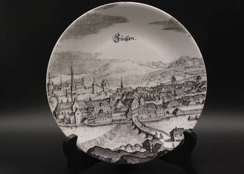 Talerz dekoracyjny Altenkunstadt, przedstawiającym widok miasta "Sücken.".