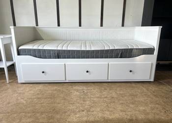 IKEA HEMNES Łóżko Leżanka z 3 szufladami, 2 materace HÖVAG, białe Transport IKEA HEMNES Łóżko Leżanka z 3 szufladami, 2 materace HÖVAG, białe Transport