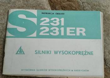 Instrukcja obsługi silniki ANDORIA S231 S231ER rok wydania 1974