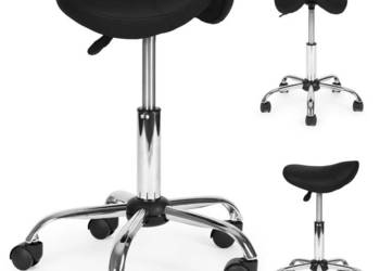 Stołek obrotowy siodło taboret kosmetyczny medyczny fotel regulowany czarn…