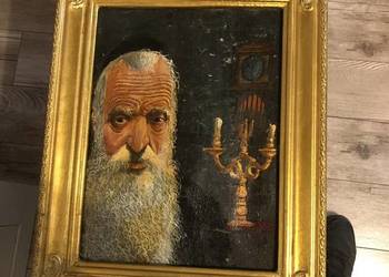 Stary obraz olejny stary czlowiek zyd