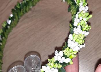 Wianek komunijny bialo zielony delikatny