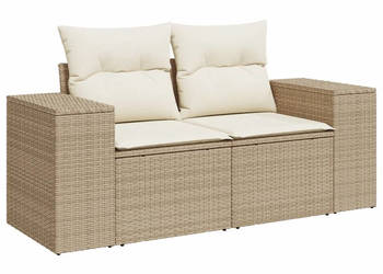 Sofa ogrodowa z poduszkami 2-osobowa beżowa polirattan WM-366081