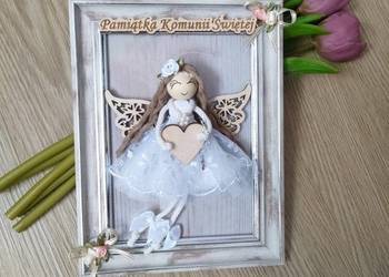 Pamiątka Komunii Świętej Anioł w ramce