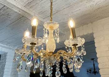 Francuski kryształowy Żyrandol nr. 14 Francja, 5-ram Vintage lampa wisząca