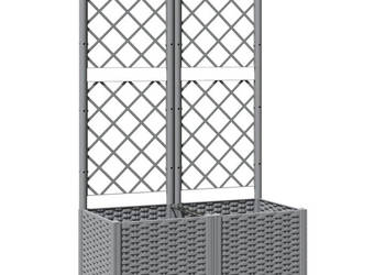 Donica ogrodowa z kratką jasnoszara 80x40x136 cm PP WM-153272