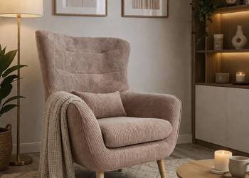 Fotel Tapicerowany Lord Sztruksowy Różowy, Różne Kolory,  Dostawa 0zł!