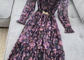 Sukienka siateczkowa z gumkami Fiolet