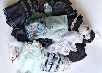 Zestaw koronek bieliźnianych, koronka elastyczna, tiul haftowany, koronki