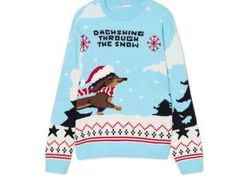 Cropp Świąteczny sweter z jamnikiem sweter jamnik