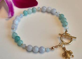 Kamienie naturalne Akwamaryn Amazonit Toggle Żółw