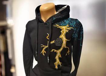 Bluza bawełniana, z kapturem Philipp Plein - czarna XL, regular fit