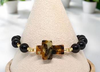 Bransoletka dziesiątka różańca z bursztynu, BURSZTYN bałtycki #1298