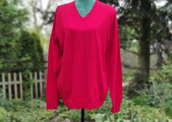 Czerwony sweter wełna merino XL 42 XXL 44 wełniany Linea czerwień