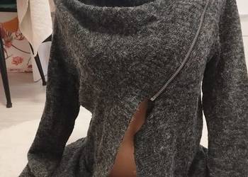 Ciemnoszary Kardigan ONLY – Asymetryczny Zamek, Rozmiar M