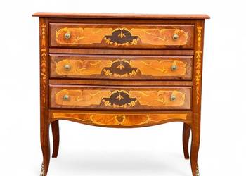 Intarsjowana komoda na giętych nogach, 3 szuflady