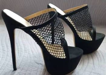 Czarne sandały z siateczką obcas 16,5 cm rozmiary 35-42