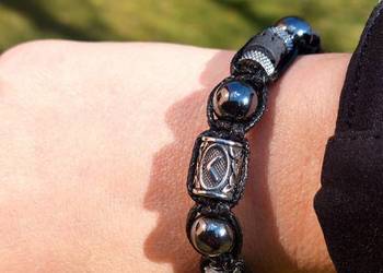 BRANSOLETKA KAMIENIE NATURALNE CYTRYN LAPIS LAZULI HEMATYT KOSTKI HIT