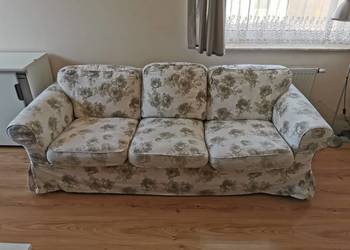SOFA IKEA EKTORP 3 OSOBOWA , POKROWIEC ŚCIĄGANY BIAŁO SZARY