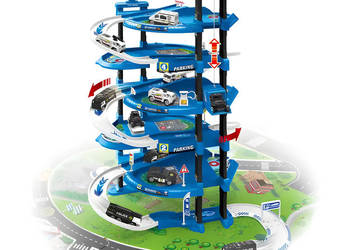 Garaż samochodowy XXL komenda policji 5 poziomów + mata z miastem 82 eleme…