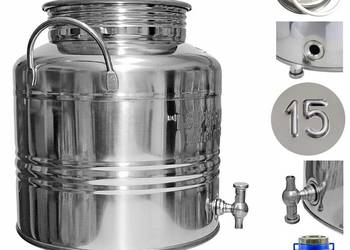 Bańka antałek beczka stal nierdzewna beczułka z kranem inox 15L nalewki sok
