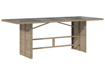 Stół ogrodowy ze szklanym blatem beż 190x80x75 cm polirattan WM-365605