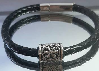 Bransoletka skóra stal 21 cm męska damska runa Vegvisir