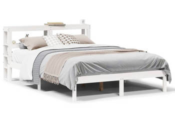 Rama łóżka bez materaca biała lite drewno sosnowe 140x190 cm WM-3305715