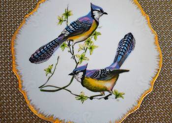 Porcelanowy talerz ozdobny - Sójki Niebieskie