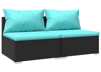 2-cz. zestaw wypoczynkowy do ogrodu poduszki czarny rattan PE WM-3101393