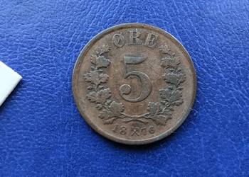 Stare monety 5 ore 1876 Norwegia