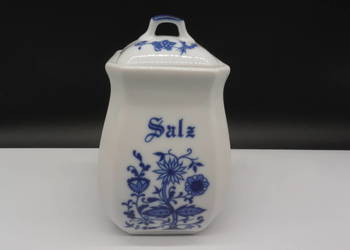 Porcelanowy Pojemnik Kuchenny na Sól – Wzór Cebulowy (Zwiebelmuster)