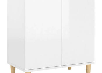 Szafka na wysoki połysk biała nóżki z drewna 60x35x70 cm WM-806073