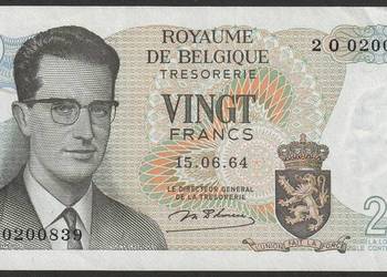 BELGIA 20 FRANKÓW 1964 - Baudouin I / Boudewijn - 2O - st 2