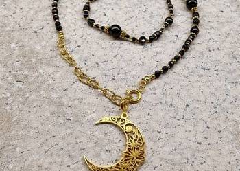 Naszyjnik choker kamienie naturalne turmalin czarny onyks spinel