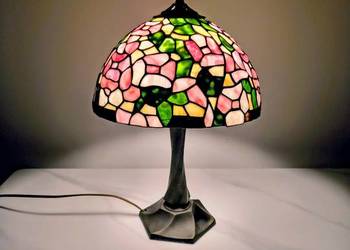 Tiffany lampa witrażowa mosiężna stołowa / nocna / biurowa