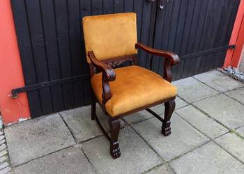 Unikatowy Neorenesansowy Fotel Tron Do Biurka Lwie Łapy 1920 Po Renowacji