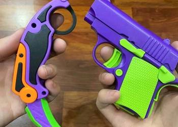 Fioletowy Automatyczny Pistolet i Nóż Karambit – Zabawka dla Dzieci