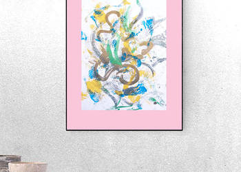 pastelowy obraz A3, abstrakcja rysunek 30x40, grafika minima