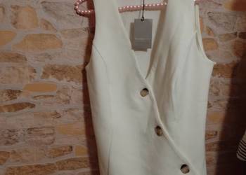 (40/L) River Island/ Kremowa kamizelka ołówkowa z Londynu, NOWA