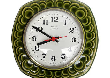 Ceramiczny, zielony zegar ścienny Weimar, Niemcy (NRD) – lata 70.