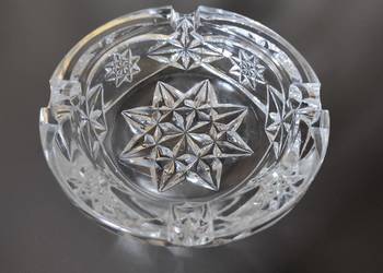 Popielnica kryształowa, duża, ciężka, stare szkło Popielnica kryształowa, duża, ciężka, stare szkło