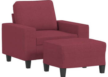 Fotel z podnóżkiem winna czerwień 60 cm obity tkaniną WM-3201149