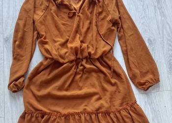Sukienka brąz, roz, s stan idealny