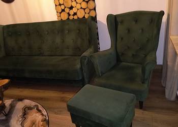 Komplet wypoczynkowy z fotelem i otwieraną pufą