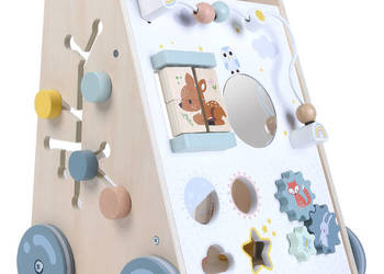 Pchacz chodzik drewniany edukacyjny z ruchomymi elementami ECOTOYS